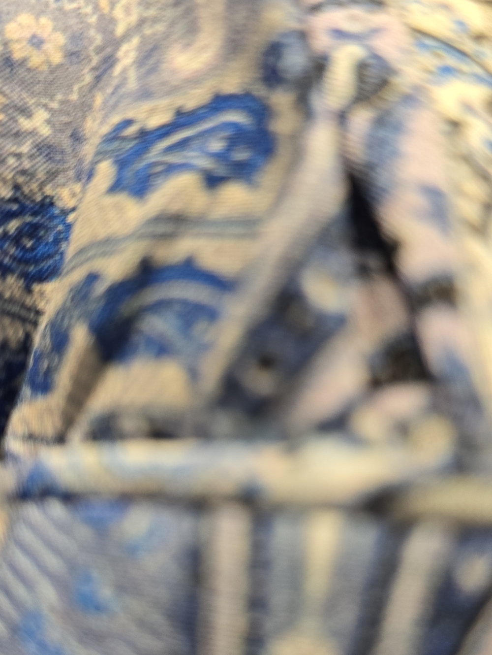 Lucky Brand Paisley Floral Print Top Blue & Cream
